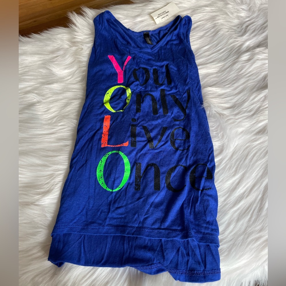 Full tilt yolo tank top blue girl’s large